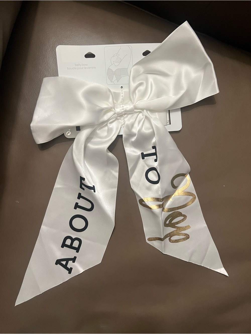 Baby Shower 🍼 "About to Pop" belly bow Satin Ribbon